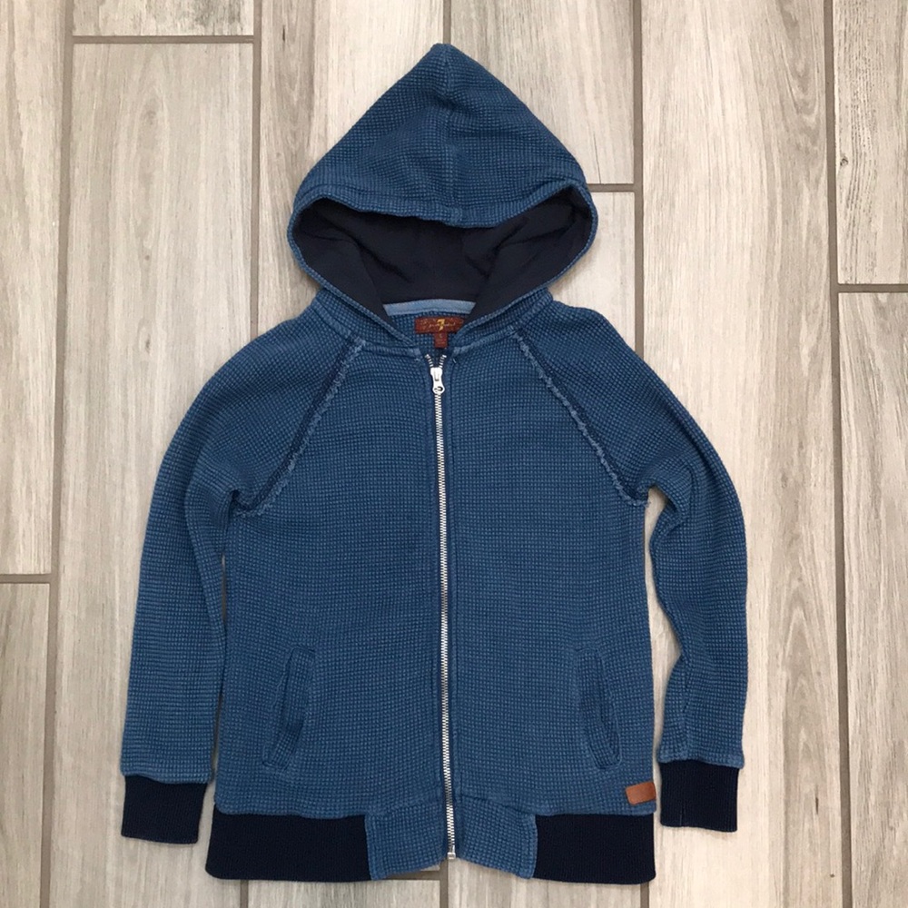 7 For All Mankind Boys Waffle Knit Hoodie